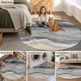 thumbnail image 5 of Abstract Grey 4FT Round Area Rugs for Living Room Gradient Beach Ocean Wave Oil Painting Ultra-Thin Non-Slip Round Rugs Machine Washable Low Pile Circle Carpet for Bedroom Kitchen Nursery, 5 of 9