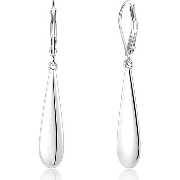 925 Sterling Silver Long Teardrop Dangle Earrings for Women Hypoallergenic Drop Leverback Earrings Trendy Silver Long Teardrop Dangle Earings for Jewelry Gifts