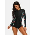 thumbnail image 2 of Charmo Haut Maillot Dermoprotecteur à Manches Longues à Fermeture Éclair devant pour Femmes, Protection Solaire, Chandail de Bain, 2 of 3