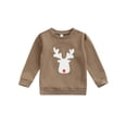 thumbnail image 1 of FOCUSNORM Chandail en Molleton de Noël Unisexe pour Bébé Enfants, Manches Longues Col Rond Imprimé Elk, 1 of 8