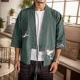 thumbnail image 2 of Mens Embroidery Style National Style Retro Hanfu Japanese Loose Cardigan Coat, 2 of 4