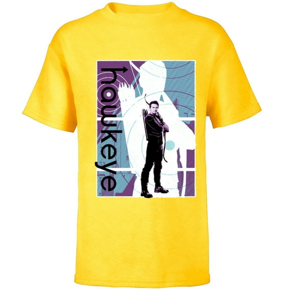 Marvel Hawkeye Clint Barton Halftone Character Poster - Short Sleeve T-Shirt for Kids – Customized-Yellow