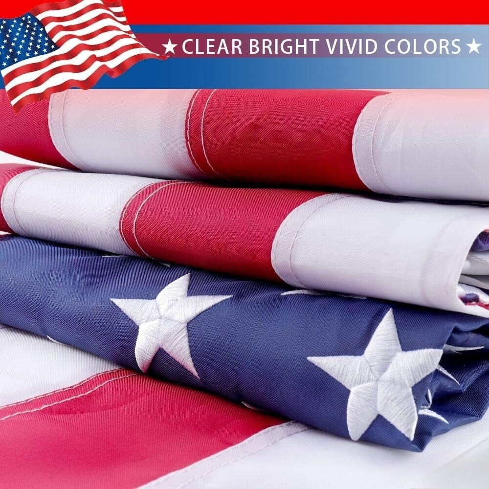 Lanola American Flag For Outside 3x5 Ft Pole Sleeve Banner Style-Embroidered Stars,Sewn Stripes,Water Resistant,Heavy Duty Durable New Nylon USA US Outdoor Indoor Flags (Pole NOT Included)