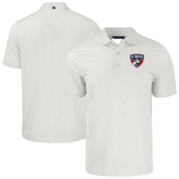 Men's-Cutter & Buck  White FC Dallas Big & Tall Pike Eco Symmetry Print Stretch Recycled Polo