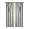 thumbnail image 2 of PowerSellerUSA Rod Pocket Blackout Window Curtains Panel with Attached Valance All-In-One 1-Piece Neutral Texture Home Curtains Set for Elegance, 42" x 84", Silver, 2 of 5