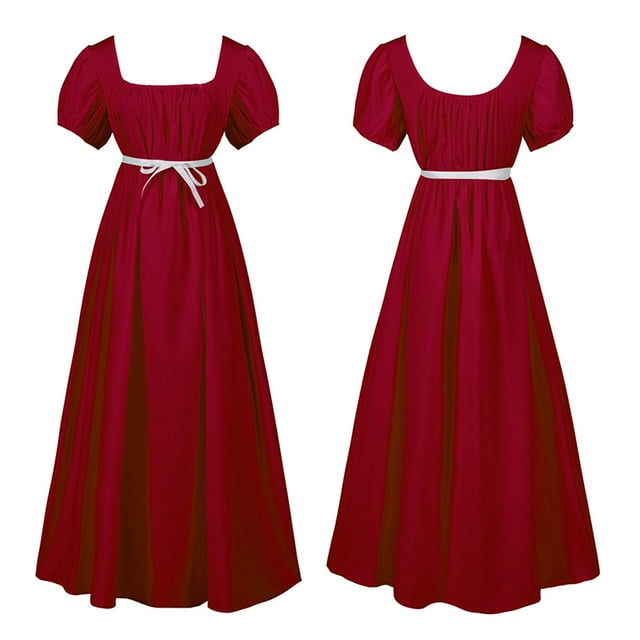 LPSSTORE Plus Size Big Girls Regency Dresses Ruffled Classical Puff Sleeve Empire Waist Dress Belt Gown