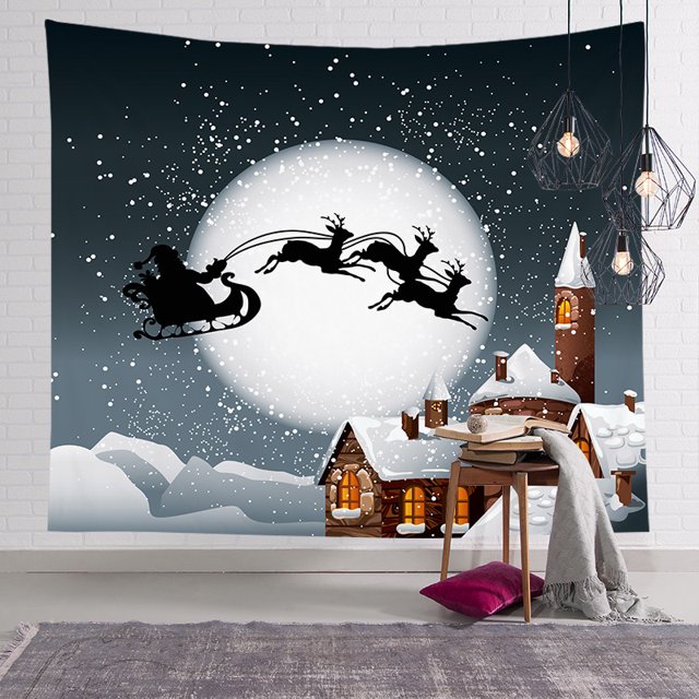 Christmas Wall Tapestry Wall Hanging Decoration Snowman Santa Claus Chritsmas Tree Element Digital Printing Tapestry Bedding Tapestry Bedroom Living Room Style