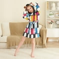 thumbnail image 3 of FORMRS Niños Bathrobe Unisex Hooded Robe Soft Plush Pajamas Sleepwear, Size 10-12T, White Checkered Pattern, 3 of 7