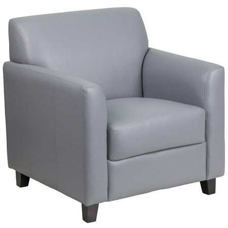 Gray Leather Chair with Clean Line Stitched Frame (Best Way To Clean Fabric Chairs)