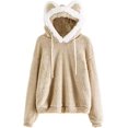 thumbnail image 3 of Sudaderas con capucha de lana difusa con orejas de gato para mujer y niña, linda sudadera con capucha, bloque de color, ropa de abrigo holgada y cálida para invierno, 3 of 5