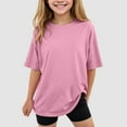 thumbnail image 2 of Povozer Toddler Girls Summer Clothes 2025 Girls Pleated Short Sleeve T Shirts Kids Summer Crewneck Shirts Casual Tops Tees for 110,Pink, 2 of 6