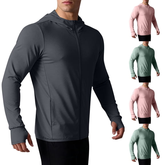 Men's Hooded Quick Dry UPF 50 Sun Protection Hiking T Shirts Long Sleeve Athletic Fishing Shirts Rash Guards Big and Tall Size S-4XL Pink