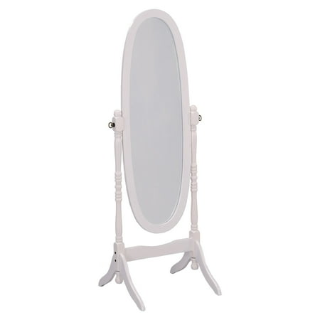Ore International White Finish Oval Wood Cheval Floor Standing Mirror - 59.5