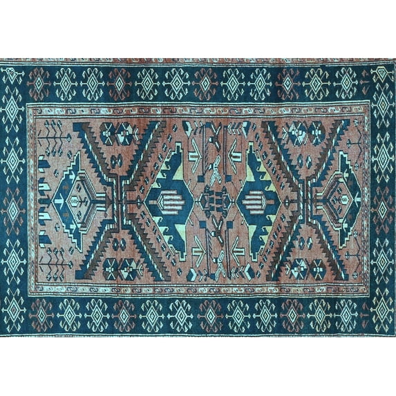 Ahgly Company Indoor Rectangle Persian Light Blue Traditional Area Rugs, 3' x 5'