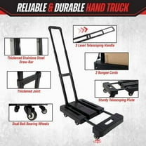 Folding Hand Truck Dolly Cart with Wheels - 500lb Heavy Duty Luggage Cart with Wheels Foldable Dolly - Collapsible Utility Trolley with 2 Bungees for Moving, Travel, Shopping or Office by