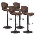 thumbnail image 1 of Costway Ensemble de 4 Tabourets de Bar Pivotants Rétro Réglables avec Dossier et Repose-Pieds Marron, 1 of 10