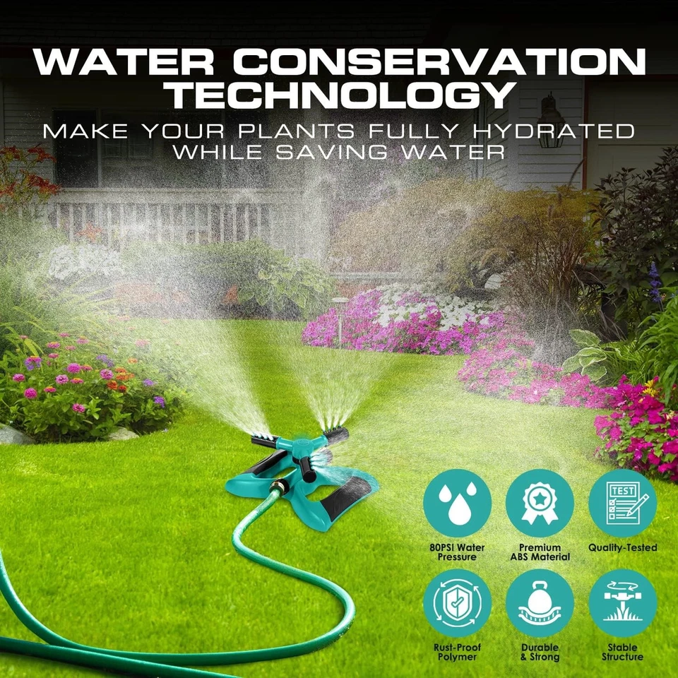 PURELY- Hbn 360° Automatic Rotating Garden Sprinkler | Lawn Sprinkler | Yard Sprinkler