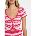 thumbnail image 4 of No Boundaries Ruffle Pointelle Cardigan and Skirt Set, 2-Piece, Women’s XXS-XXL, 4 of 4