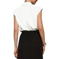thumbnail image 3 of INSPIRE CHIC Women's Button Down Shirt Cap Sleeve Tie Neck Elegant Summer Work Office Blouse Top S White, 3 of 5