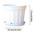 thumbnail image 3 of 9 Inch Flower Pot 1-Pack, Plastic Planter with Drainage Hole & Tray, Indoor Outdoor Plant Pot for House Plants, Garden, Patio, Office, Home Decor – Modern Decorative Plant Container (White), 3 of 6