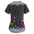 thumbnail image 3 of Knosfe Scrub Tops Women Clearance Medical Butterfly Print Workwear Cute Nursing Short Sleeve Uniforms V Neck Fashion Dressy Scrubs with Pockets Gray 5XL, 3 of 3