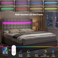 thumbnail image 3 of EnHomee Upholstered Full  Size Bed Frame with 3  Storage Drawers & LED Light & Adjustable Headboard,Grey, 3 of 9