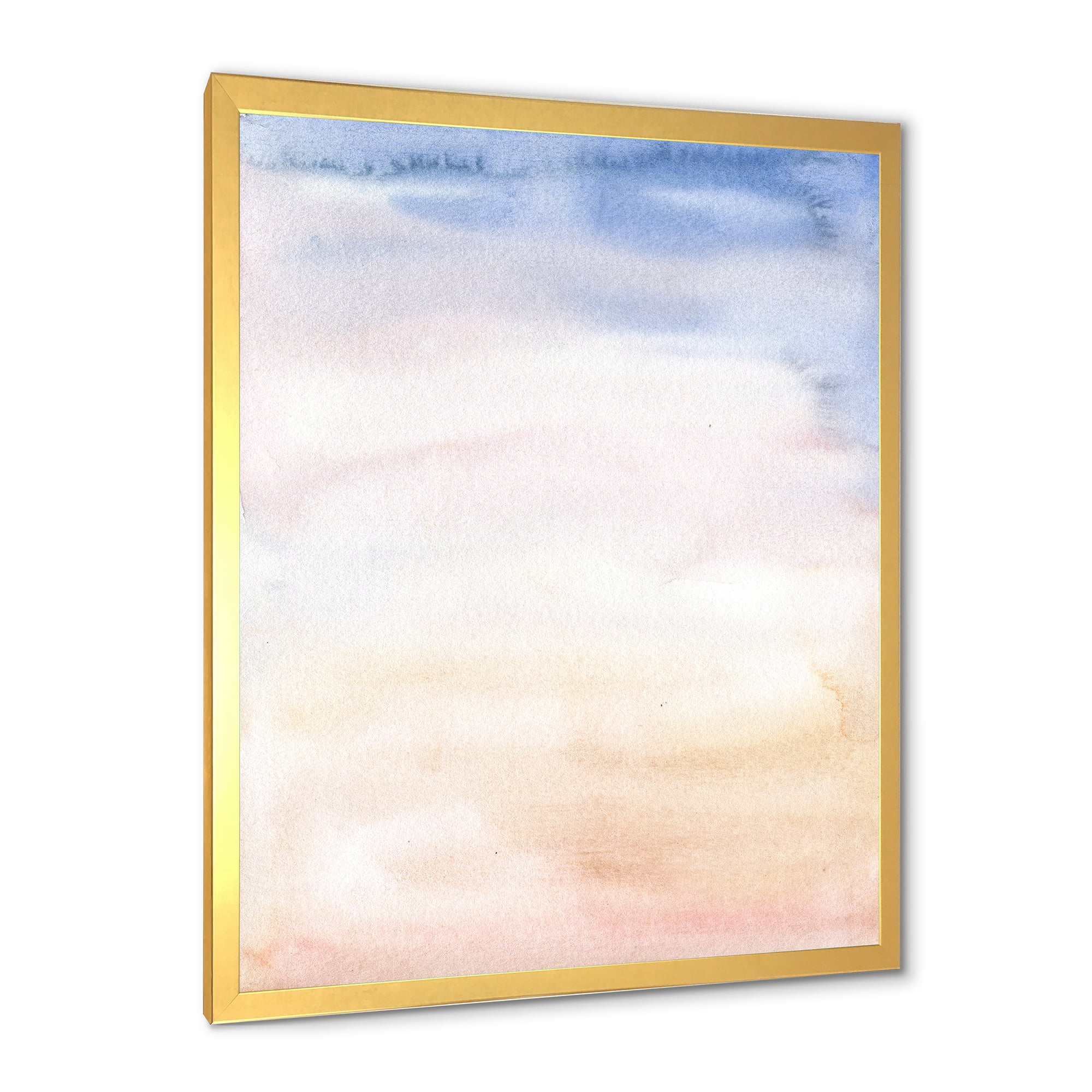Designart 'Pastel Abstract With Pink Dark Blue and Beige Spots' Modern Framed Art Print