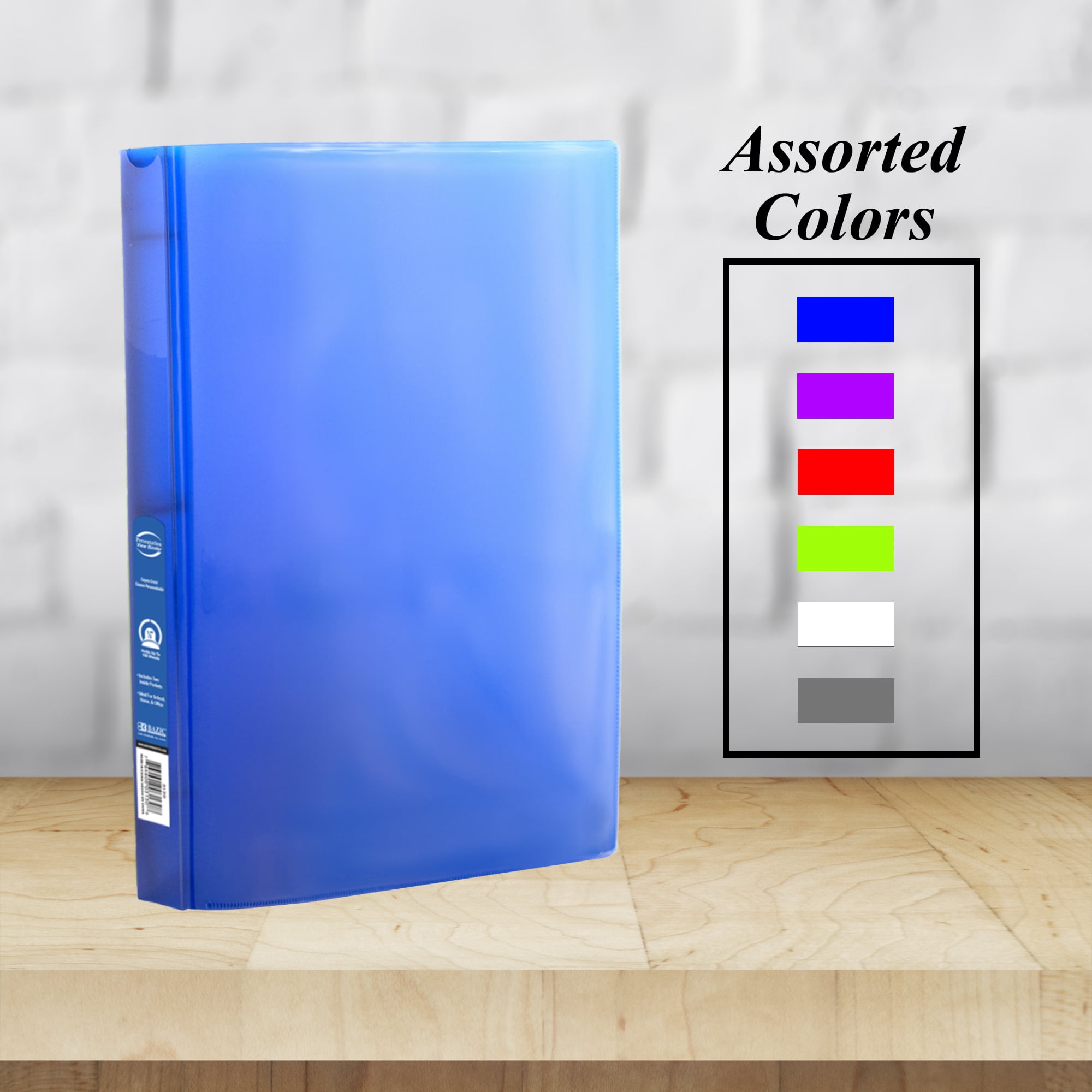 BAZIC 3 Ring Binder 1/2" Poly Presentation View Binders, 100 Sheets, 48-Count