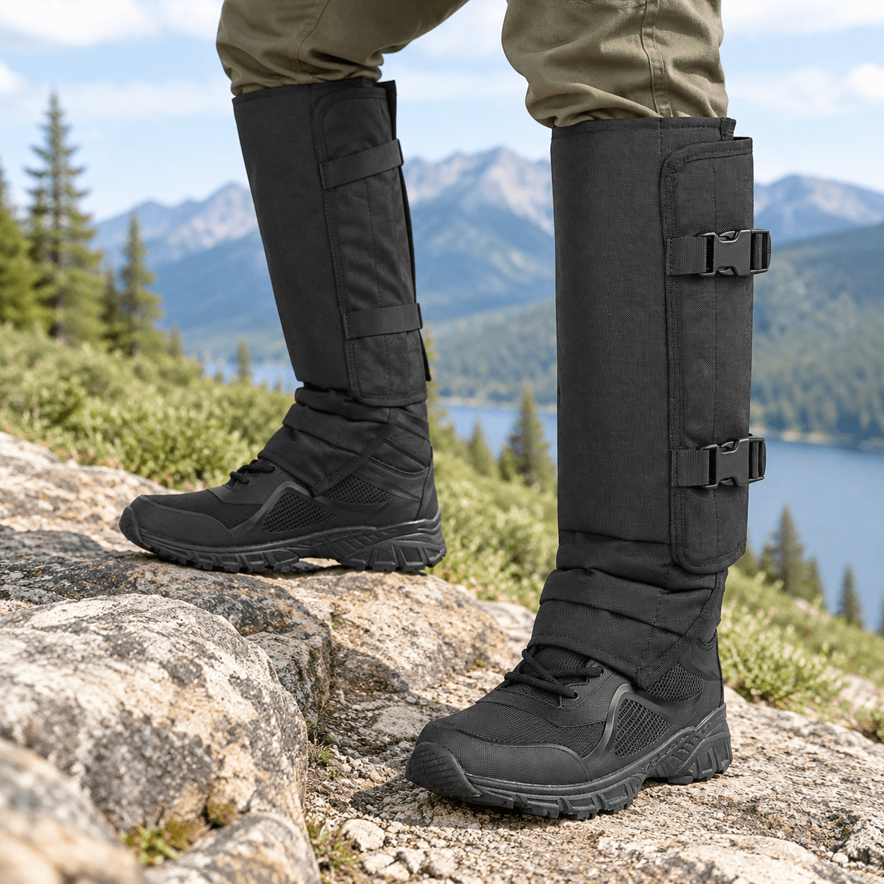 Black Snake Gaiters Waterproof Bite Protection for Men and Women and Outdoor Use