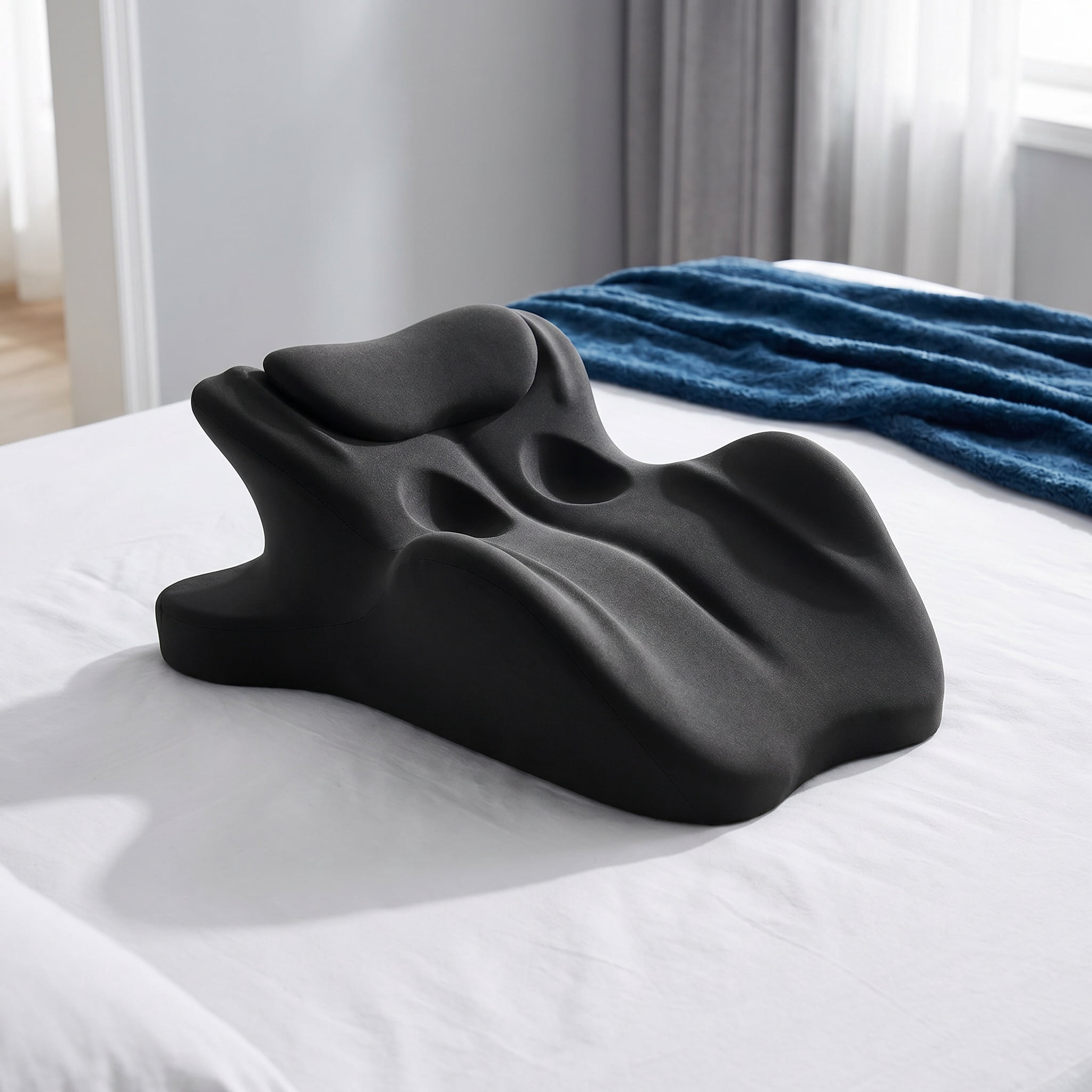Ergonomic Memory Foam Wedge Pillow, 27° Angled Support for Neck and Waist, Multi-Position Support Pillow (blue)