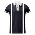 thumbnail image 4 of Polo Shirts For Men Summer Striped Print Turn Down Collar Short Sleeve Tops, 4 of 4