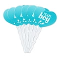 thumbnail image 1 of Team Boy Baby Blue Footprints Heart Love Cupcake Picks Toppers Decoration Set of 6, 1 of 6