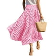 thumbnail image 6 of Niaviben skirts for women maxi skirt long skirts for women midi skirt Flowy Skirt Women's Summer Elastic High Waist Plaid Ruffled Maxi Skirt Swing A Line Skirt Red 2 L, 6 of 7