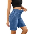 thumbnail image 3 of QATAINLAV Jeans Shorts for Women High Waist, Womens Denim Ripped Bermuda Shorts Casual Distressed Knee Length Stretch Short Jeans with Pockets Lightning Sale Brown XXL, 3 of 10