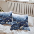 thumbnail image 5 of Abstract Ombre Navy Blue Gold Marble Outdoor Pillow Covers Pack of 2 Nautical Waterproof Throw Pillow Covers Decorative Cushion Cases for Patio Garden Tent Balcony Couch 26x26 inch, 5 of 8