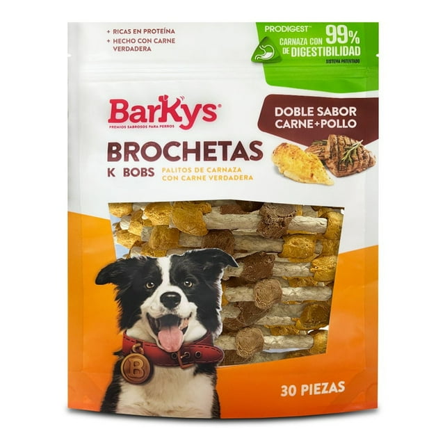 Botana Para Perro Barkys Kabobs Palitos De Carnaza Carne-pollo 30 Piezas