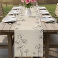 thumbnail image 4 of Retro Beige Flowers Table Runner - 70 Inch Long Rustic Abstract Floral Simple Art Cotton and Linen Blended Dress Scarves Farmhouse Table Runner for Kitchen Dining, Coffee Table, 13" x 70", 4 of 8