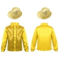thumbnail image 1 of Aislor Kids Boys Sequin Long Sleeve Lapel Collar Shirt with Hat for Jazz Hip Hop Dance Performance 4-14 A Gold 4-5, 1 of 7