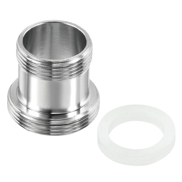 Adaptador de grifo de rosca macho Uxcell, conector de aireador cromado para manguera de filtro, M22 x M18, paquete de 2
