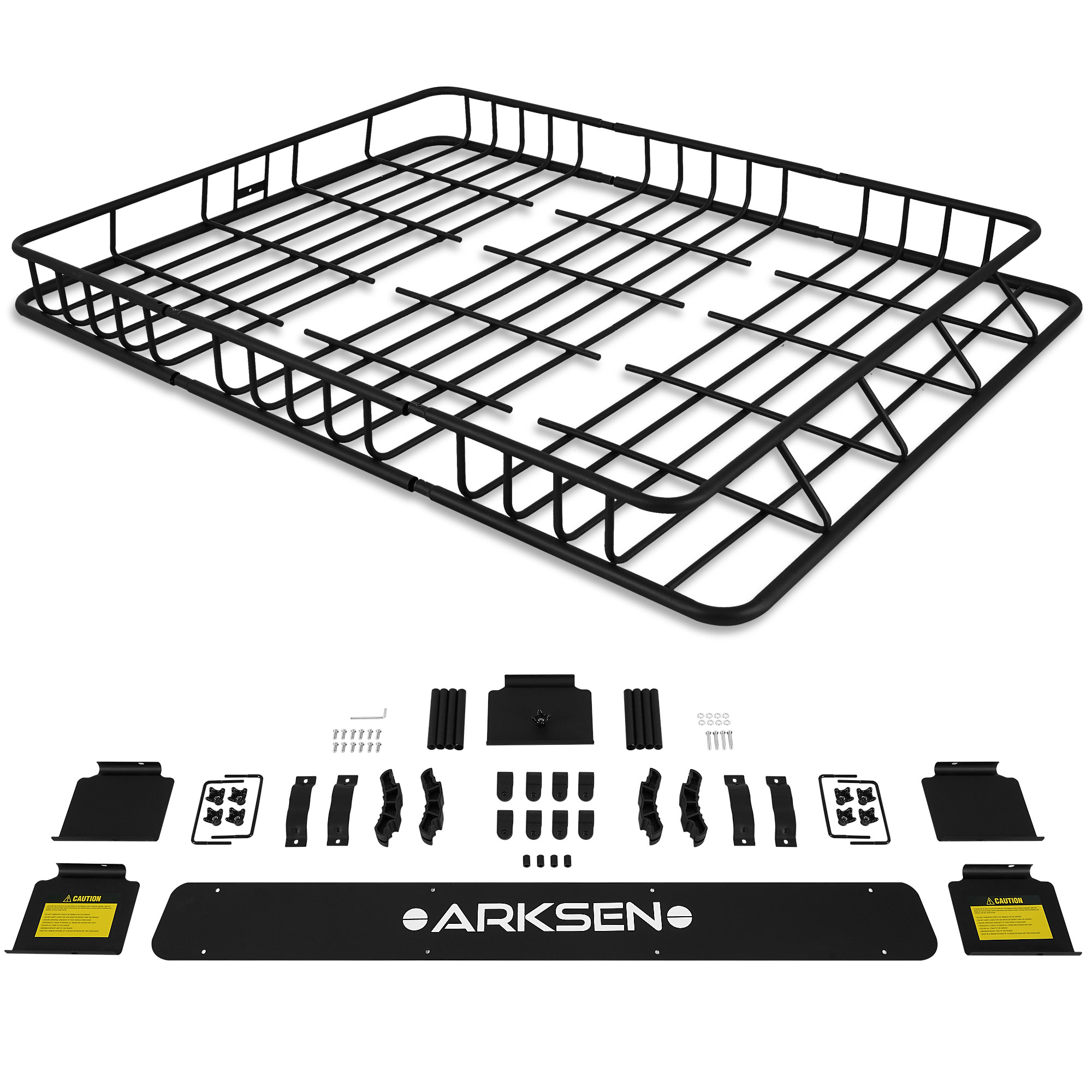 ARKSEN 64" x 50" x 6" Perfect-Wide Roof Rack Cargo Basket 150 lb.  Capacity Full-size SUV Heavy Duty Roof Top Luggage Carrier, Black 