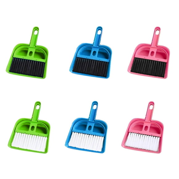 Washranp Small Dustpan and Brush Set,Plastic Soft Mini Whisk Broom with Handle and Dust Pan for Table Desk Keyboard Cars Pet Nest
