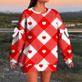 thumbnail image 2 of Kaondbfi Valentine's Day Sweatshirts for Women Plain Long Sleeve Tops Casual Crew Neck Pullover Oversized Bowknot Solid Color Sweaters Streetwear Women Jumpers Surprise Gifts for Your Beloved, 2 of 5
