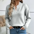 thumbnail image 2 of Winter Sweaters for Women Elegant Winter Knit Pullover Sweater With Lace Trim Neck Long Sleeve Casual Loose Fit Top For Fall Season Comfortable Soft Yarn Fashion Apparel Christmas Sweaters, 2 of 6