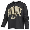 thumbnail image 2 of Women's Pressbox Black Purdue Boilermakers Motley Boxy Waist-Length Long Sleeve T-Shirt, 2 of 3