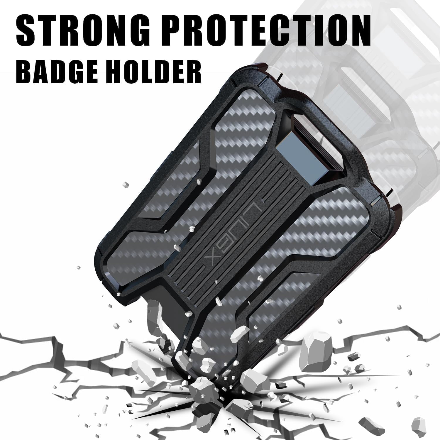 Badge Holder with Heavy Duty Breakaway Lanyard, Carbon Fiber-Texture, Durable ID Card Holder (Holds 6 Cards) with Quick Release Detachable Buckle, Metal Clip, American Flag