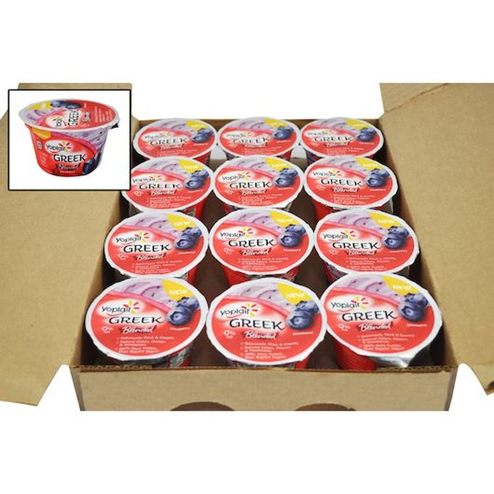 Yoplait Fat Free Blended Blueberry Greek Yogurt, 5.3 Ounce -- 12 per Case.