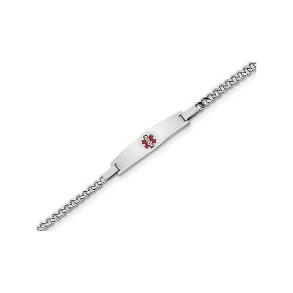 Gem & Harmony Ladies Medical ID Link Bracelet in Sterling Silver 7.5 inches for Women
