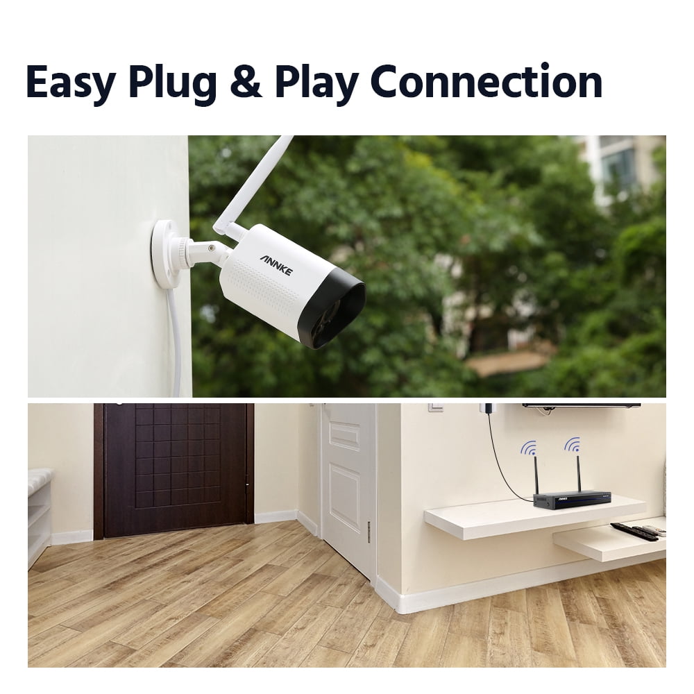 ANNKE WS200 8 Channel 5MP Wireless NVR Security System with 8pcs 3MP HD WiFi IP Cameras 100 ft Night Vision H.264+ Smart Motion Alerts Audio Record AI Human Detection IP66 Waterproof  without HDD
