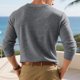thumbnail image 5 of pstuiky camisa de manga larga para hombre, Top informal holgado de color liso con medio botón, mangas largas y cuello redondo para hombre top de hombre xxl, 5 of 6