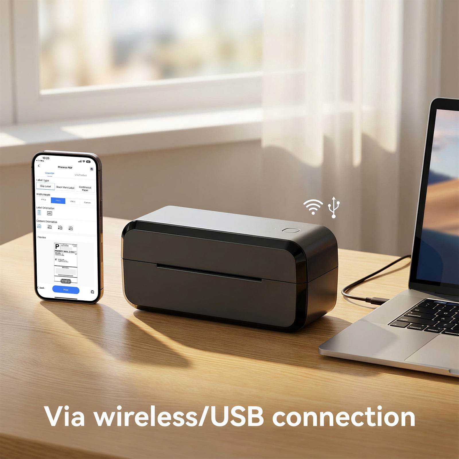 Phomemo Bluetooth Thermal Shipping Label Printer, 4x6 Wireless Label Printer for Shipping Packages, Compatible Android, iOS, Mac OS, and Windows, Widely Used for Amazon, Ebay, Shopify, Etsy, USPS